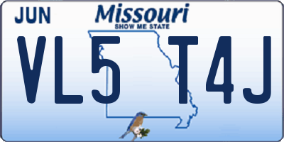 MO license plate VL5T4J