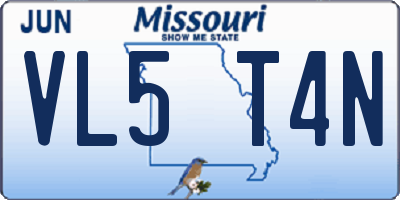 MO license plate VL5T4N