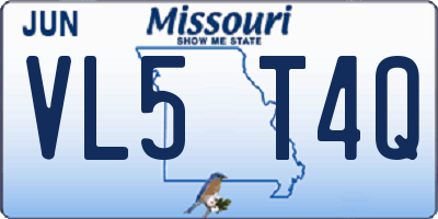 MO license plate VL5T4Q