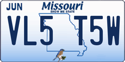 MO license plate VL5T5W