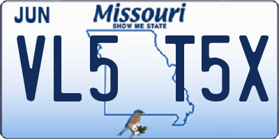 MO license plate VL5T5X