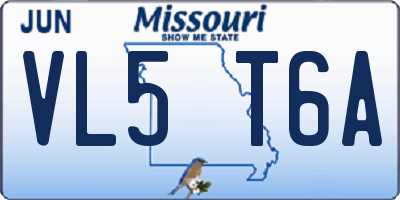 MO license plate VL5T6A