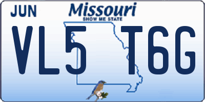 MO license plate VL5T6G