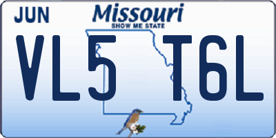 MO license plate VL5T6L