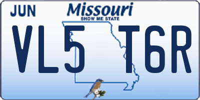 MO license plate VL5T6R