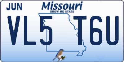 MO license plate VL5T6U