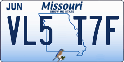MO license plate VL5T7F