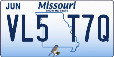 MO license plate VL5T7Q