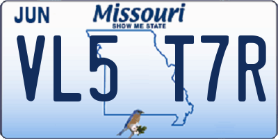 MO license plate VL5T7R