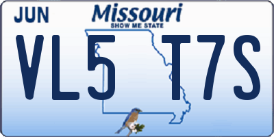 MO license plate VL5T7S
