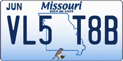 MO license plate VL5T8B