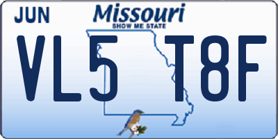 MO license plate VL5T8F