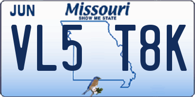 MO license plate VL5T8K