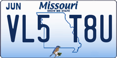 MO license plate VL5T8U