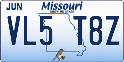 MO license plate VL5T8Z