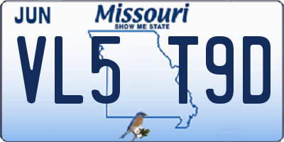 MO license plate VL5T9D