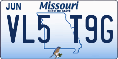 MO license plate VL5T9G