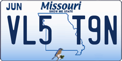 MO license plate VL5T9N