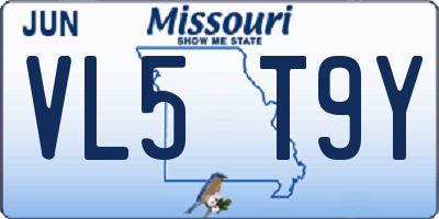 MO license plate VL5T9Y