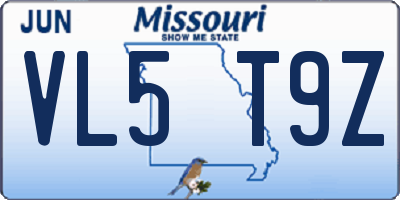 MO license plate VL5T9Z