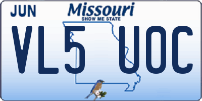 MO license plate VL5U0C