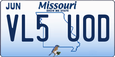 MO license plate VL5U0D
