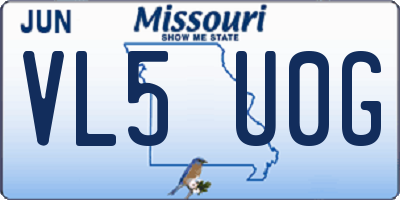 MO license plate VL5U0G
