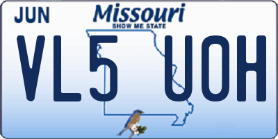 MO license plate VL5U0H