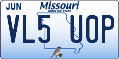 MO license plate VL5U0P
