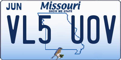 MO license plate VL5U0V