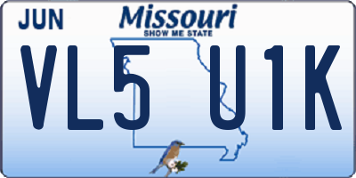 MO license plate VL5U1K