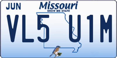 MO license plate VL5U1M