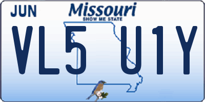 MO license plate VL5U1Y