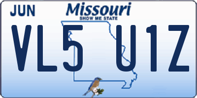 MO license plate VL5U1Z