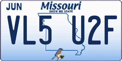 MO license plate VL5U2F