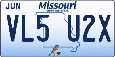 MO license plate VL5U2X