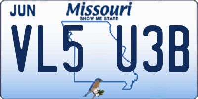 MO license plate VL5U3B