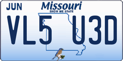 MO license plate VL5U3D