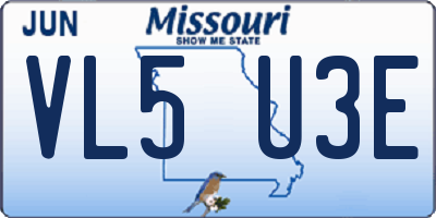 MO license plate VL5U3E