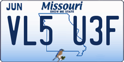 MO license plate VL5U3F