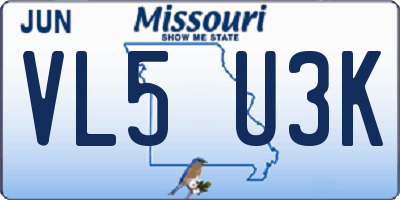 MO license plate VL5U3K