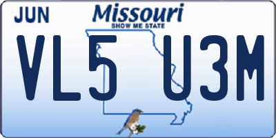 MO license plate VL5U3M