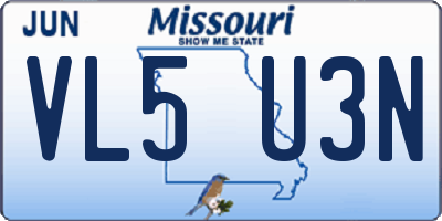 MO license plate VL5U3N