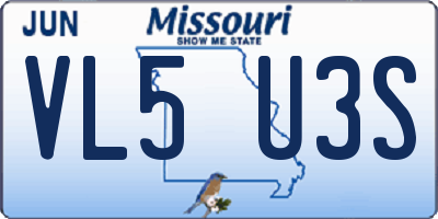 MO license plate VL5U3S