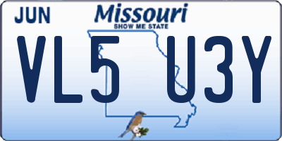 MO license plate VL5U3Y