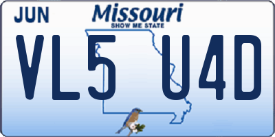 MO license plate VL5U4D