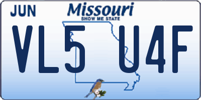 MO license plate VL5U4F