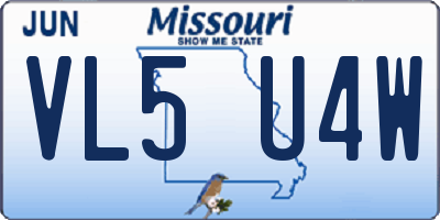 MO license plate VL5U4W