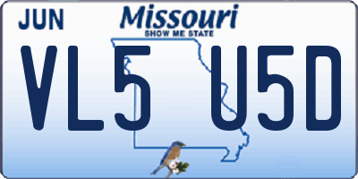 MO license plate VL5U5D