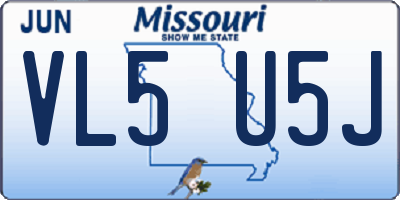 MO license plate VL5U5J